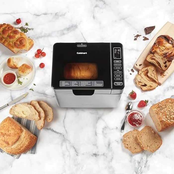 Cuisinart Bread Maker Machine, Stainless Steel Convection Bread Machine with 16 Menu Options, 3 Loaf Sizes Up to 2 Lb., 3 Crust Colors, Includes Measuring Cup, Spoon & Kneading Hook (CBK-210C) by Cuisinart - Image 4
