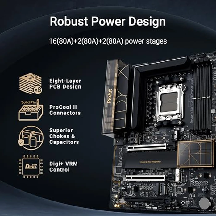 ASUS ProArt X870E-CREATOR WiFi AMD AM5 X870E ATX Motherboard PCIe(R) 5.0 x16 Slots with Full Support for Next-gen GPUs, 16+2+2 Power Stages, DDR5, Dual USB4(R), 10 Gb & 2.5 Gb LAN, WiFi 7, Four M.2 Slots by ASUS - Image 4