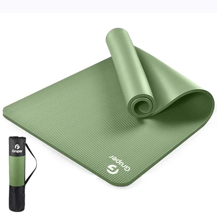 Gruper Thick Yoga Mat Non Slip, Large Size 72" L x 32" W x 0.6" TH, Premium Exercise & Fitness Mat with Carrying Strap and Bag, Workout Mats for Home (Matcha, 0.6 * 32 * 72 Inches) by Gruper - Used - Acceptable condition
