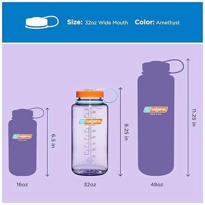 Nalgene 32 oz Wide Mouth Water Bottle | BPA-Free, Durable & Leak Proof, Lightweight Bottle for Hiking & Gym, Work & Travel, Amethyst by Nalgene - Image 5