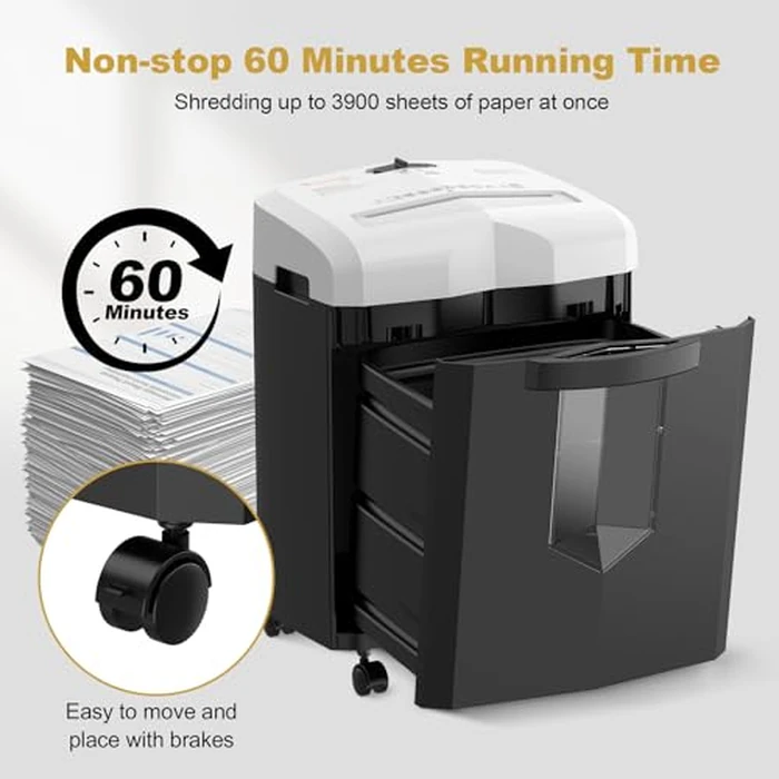 Bonsaii 12-Sheet Micro Cut Paper Shredder, 60-Minute P-4 High Security Shredders for Home Office, Shreds CD/Credit Card/Mail/Staple/Clip, Jam-Proof System with 4.2 Gal Pullout Bin (C266-BW) by bonsaii - Image 7
