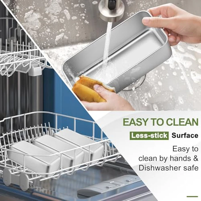 P&P CHEF Loaf Pan Set, 9 x 5 Inch Bread Pans, Stainless Steel Loaf Toast Baking Pans For Bread Meatloaf Lasagna Cake, Healthy & Non Toxic, Oven Safe& Easy Clean, (Silver, 4Pcs) by P&P CHEF - Image 7