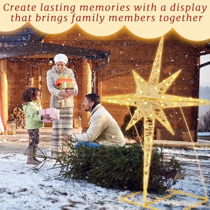 Halloscume 36 Inch Large Christmas Bethlehem Star Theme Light Giant LED Xmas Star of Bethlehem Hanging Ornaments Outdoor Decoration Christmas Lights for Holiday Lawn Patio Porch Garden Home by Halloscume - Image 7