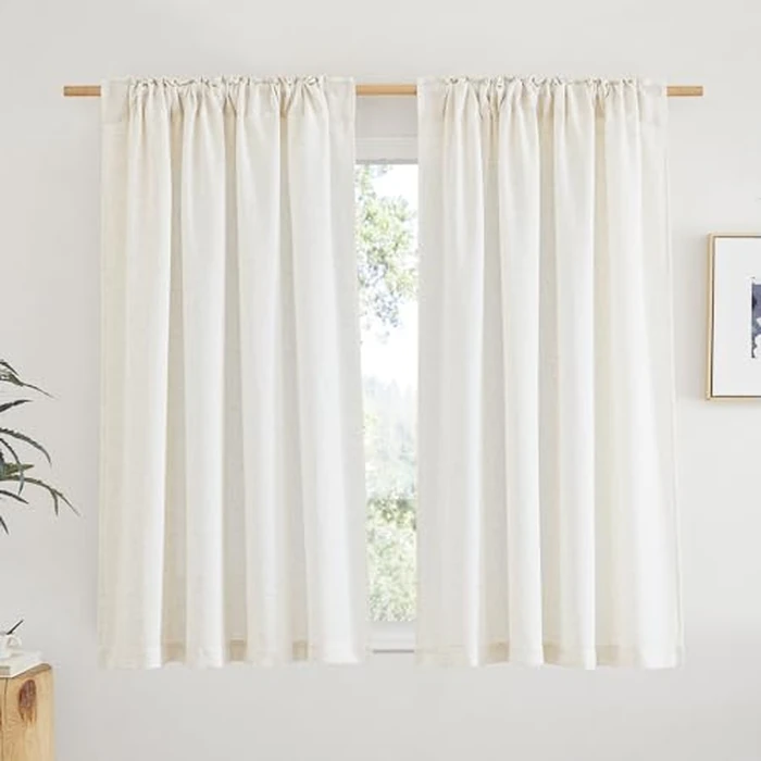 NICETOWN Natural Linen Curtains 54 inches Long for Nursery, Rod Pocket & Back Tab Privacy Window Treatments Light Filtering Drapes for Bedroom/Bathroom, 52" W x 54" L, 2 Panels by NICETOWN - Image 3