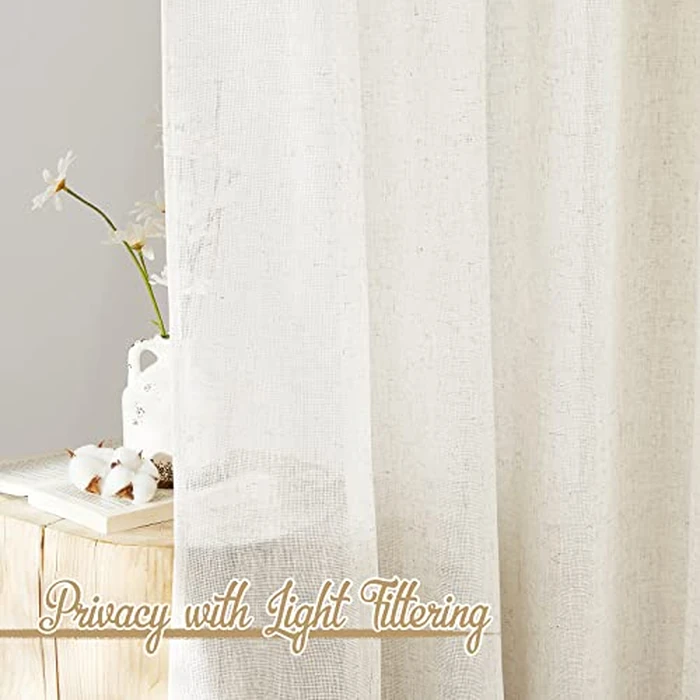 NICETOWN Natural Linen Curtains 54 inches Long for Nursery, Rod Pocket & Back Tab Privacy Window Treatments Light Filtering Drapes for Bedroom/Bathroom, 52" W x 54" L, 2 Panels by NICETOWN - Image 5