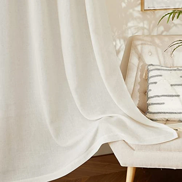 NICETOWN Natural Linen Curtains 54 inches Long for Nursery, Rod Pocket & Back Tab Privacy Window Treatments Light Filtering Drapes for Bedroom/Bathroom, 52" W x 54" L, 2 Panels by NICETOWN - Image 7