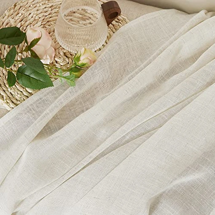 NICETOWN Natural Linen Curtains 54 inches Long for Nursery, Rod Pocket & Back Tab Privacy Window Treatments Light Filtering Drapes for Bedroom/Bathroom, 52" W x 54" L, 2 Panels by NICETOWN - Image 9