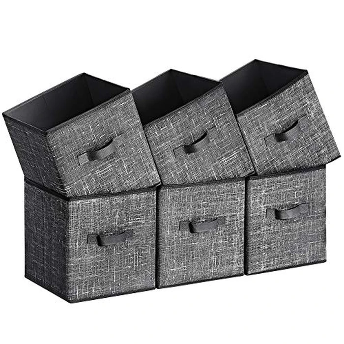 SONGMICS Storage Cubes, 28 cm Non-Woven Fabric Bins with Double Handles, Set of 6, Closet Organizers for Shelves, Foldable, for Clothes, Ink Black UROB026B01 by SONGMICS - Used - Like New condition - CA$24.25