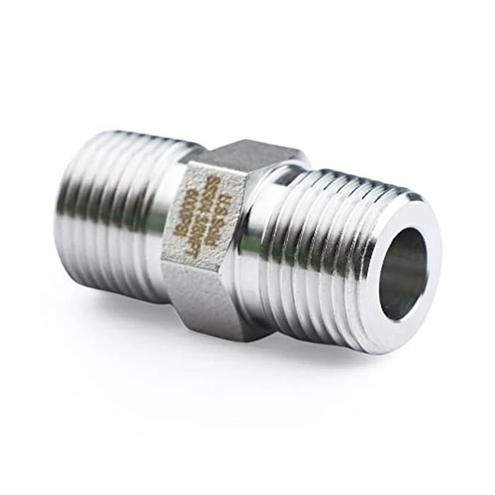 U.S. Solid 304 Stainless Steel Hex Nipple, 6000 psi High Pressure Heavy Duty Pipe Fitting, 3/8" x 3/8" NPT Male Thread Pipe Adapter(1 pc) by U.S. Solid - Image 4