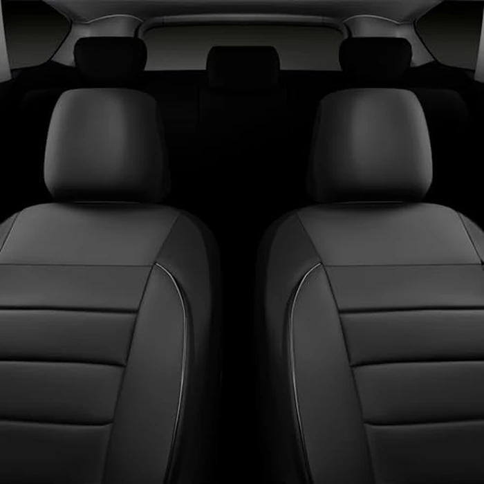 CAR PASS Faux Leather Car Seat Covers Front Seats Only, 3D Foam Support Car Seat Covers, Universal fit for Trucks Vans SUVs Sedans Automotive Comfortable, Airbag Compatible 2 Pieces Front Solid Black by CAR PASS - Image 5