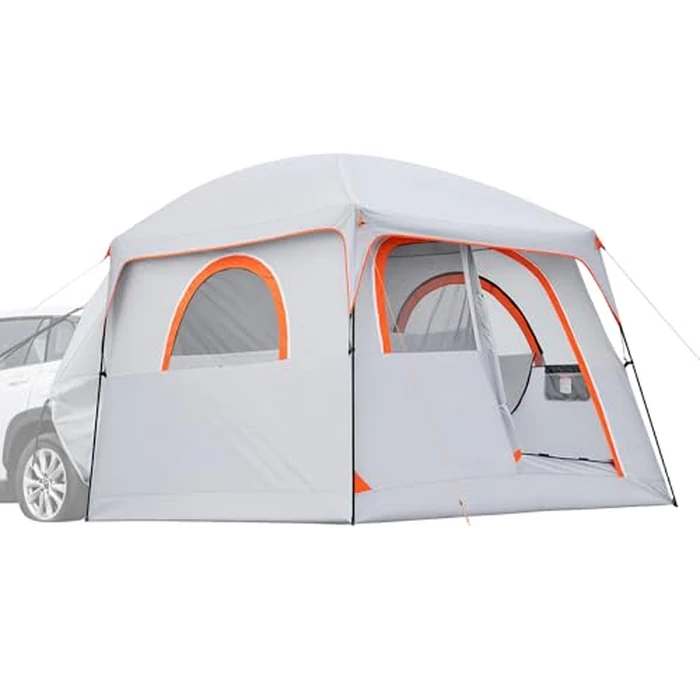 VEVOR Large SUV Tent for 6 Person, 10 x 9 FT 3-Season SUV Tailgate Tent with Ventilated Doors & Mesh Windows, PU2000mm Waterproof Dual-Use Car Rear Hatch Tents for Outdoor Camping Hiking by VEVOR - Used - Acceptable condition - CA$144.59