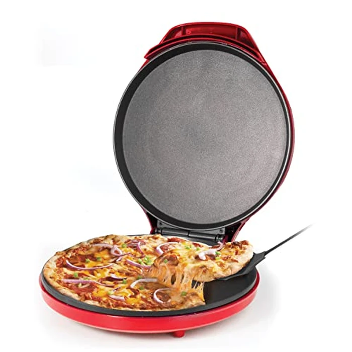 Betty Crocker Pizza Maker Plus, 12" Indoor Electric Grill, Nonstick Griddle Pan for Pizzas, Quesadillas, Tortillas, Nachos and more, 12" Electric Griddle for Delicious Meals and Snacks, Red by Betty Crocker - Used - Acceptable condition