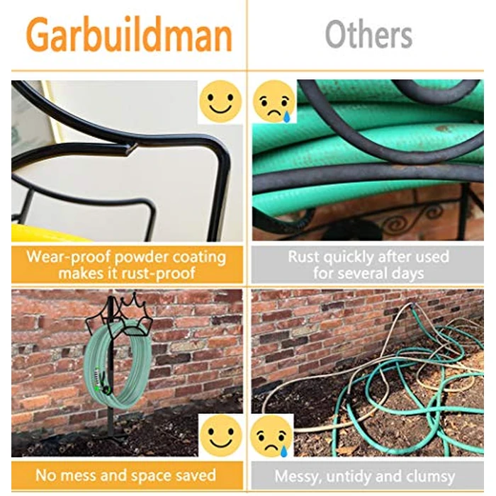 Garbuildman Freestanding Garden Hose Stand Holder - Metal Water Pipe Reel Rack for Outdoor, Shiny Black by Garbuildman - Used - Like New condition