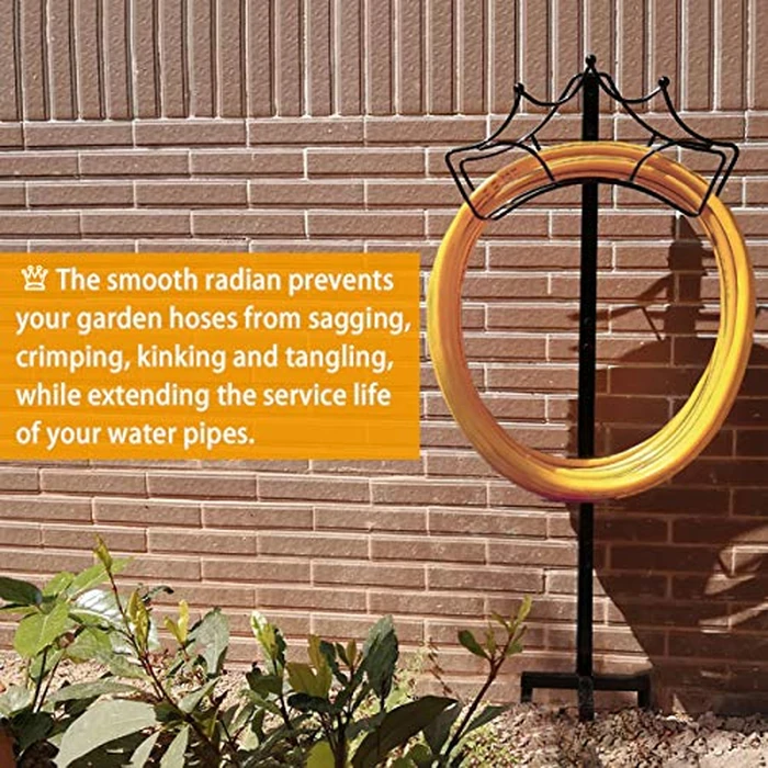 Garbuildman Freestanding Garden Hose Stand Holder - Metal Water Pipe Reel Rack for Outdoor, Shiny Black by Garbuildman - Image 2