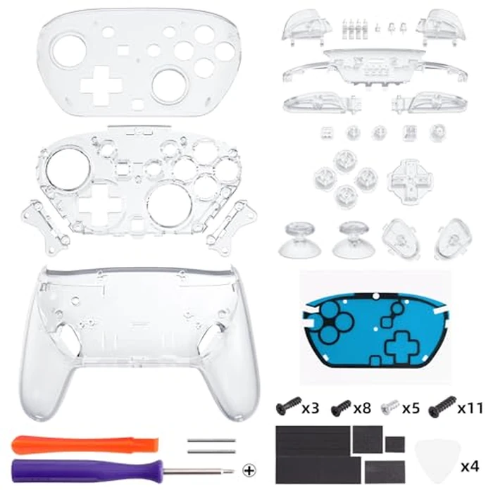 eXtremeRate DIY Replacement Full Set Shell Buttons for Nintendo Switch 2 Pro Controller, Custom Faceplate Rear Bottom Cover with Thumbsticks ABXY Dpad ZLZR Buttons for Switch 2 Pro Controller - Clear by eXtremeRate - Image 3