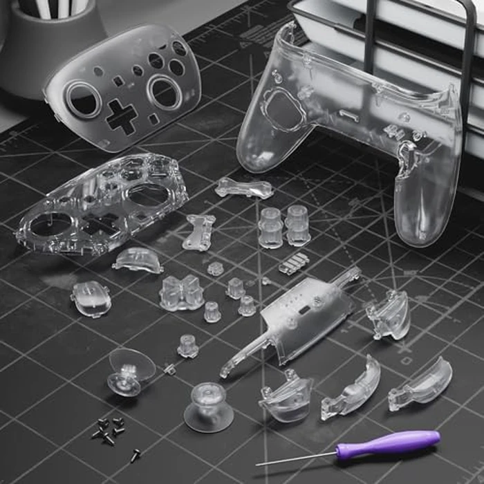 eXtremeRate DIY Replacement Full Set Shell Buttons for Nintendo Switch 2 Pro Controller, Custom Faceplate Rear Bottom Cover with Thumbsticks ABXY Dpad ZLZR Buttons for Switch 2 Pro Controller - Clear by eXtremeRate - Image 4