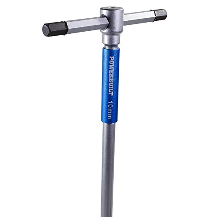 Powerbuilt 8 Pc Metric T-Handle Hex Allen Key Wrench Set w/ Speed Sleeves for Fast Spinning Action, Sliding Top Handle for “T” or “L” Shape, Long Shafts, Storage Rack, Auto, Bicycle, Moto - 941645 by Powerbuilt - Image 3