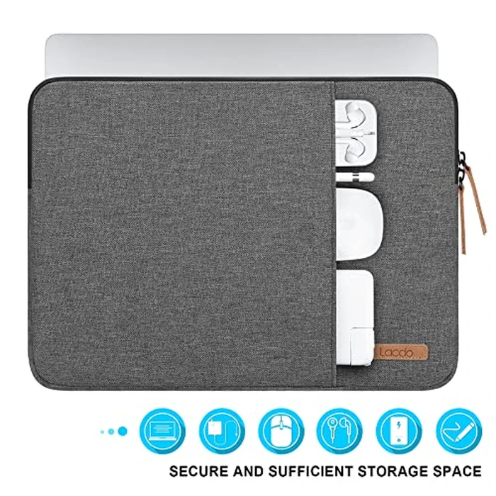 Lacdo 360 degrees Protective Laptop Sleeve Case for 14 inch MacBook Pro M5 Pro/Max A3426 A3427 (2026), M5/M4/M3/M2/M1 A3434 A3112 A3401 A3185, 13.8" Surface Laptop 7 Copilot+PC with Accessory Bag, Dark Gray by Lacdo - Image 4