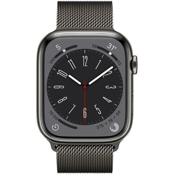 Apple Watch Series 8 (Cellular + GPS) - 32GB - 45mm - Graphite Stainless Steel Case with Graphite Stainless Steel Milanese Loop Band by Apple - Refurbished - Good condition - US$242.94