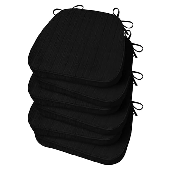 Basic Beyond Chair Cushions for Dining Chairs, D-Shaped Kitchen Chair Cushions with Ties Set of 6, 2.5" Thick Seat Cushions for Dining Room/Kitchen Chairs, 17" x 16", Black by Basic Beyond - Used - Like New condition - US$58.90