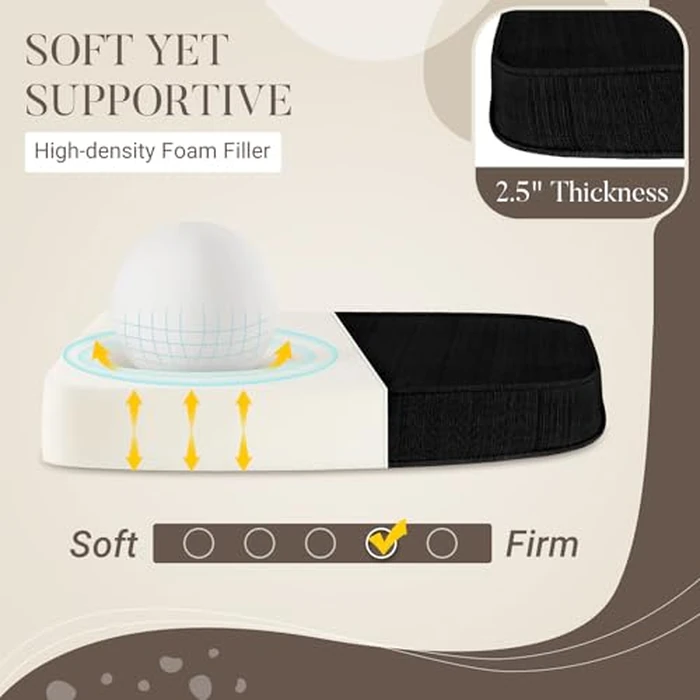 Basic Beyond Chair Cushions for Dining Chairs, D-Shaped Kitchen Chair Cushions with Ties Set of 6, 2.5" Thick Seat Cushions for Dining Room/Kitchen Chairs, 17" x 16", Black by Basic Beyond - Image 3