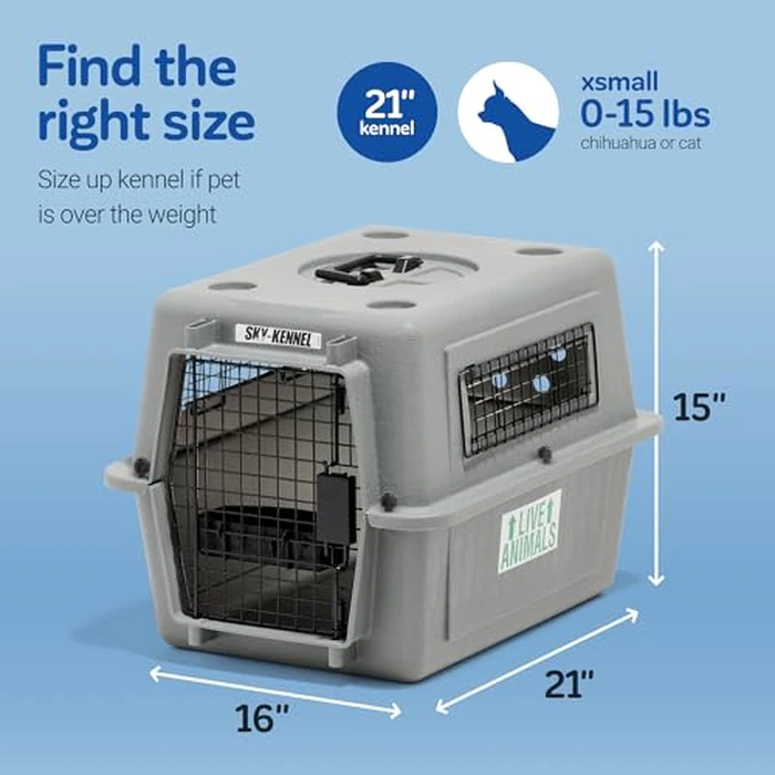 Petmate Sky Kennel For Air and Travel Airline Compliant Dog Crate for Smaller Dog Breeds or Pets up to 15 lbs, Heavy Duty Dog Kennel, Made in the USA- 21" L by Petmate - Image 3