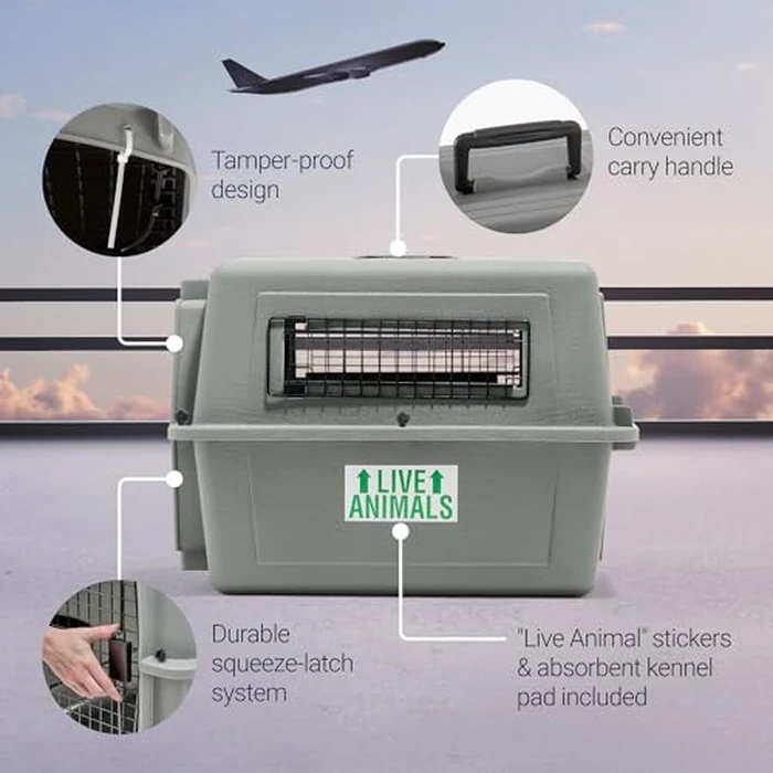 Petmate Sky Kennel For Air and Travel Airline Compliant Dog Crate for Smaller Dog Breeds or Pets up to 15 lbs, Heavy Duty Dog Kennel, Made in the USA- 21" L by Petmate - Image 4