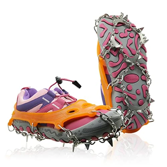Ice Cleats for Kids, Crampons for Kids Hiking Boots & Shoes, Stainless Steel Anti Slip Traction Cleats Ice Snow Grips, Micro Spikes for Ice Fishing, Walking, Hiking &Climbing, Toys for Boys & Girls by Giggleway - Used - Acceptable condition - CA$17.38