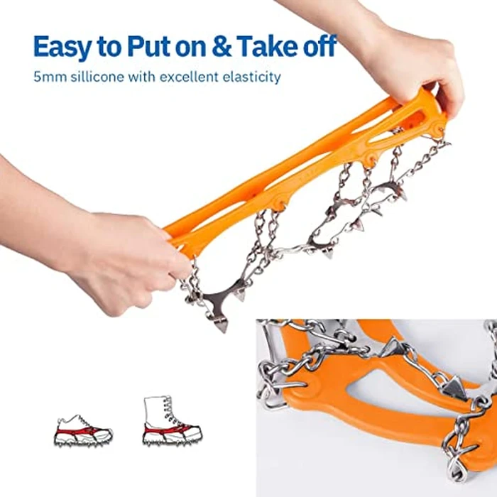Ice Cleats for Kids, Crampons for Kids Hiking Boots & Shoes, Stainless Steel Anti Slip Traction Cleats Ice Snow Grips, Micro Spikes for Ice Fishing, Walking, Hiking &Climbing, Toys for Boys & Girls by Giggleway - Image 3