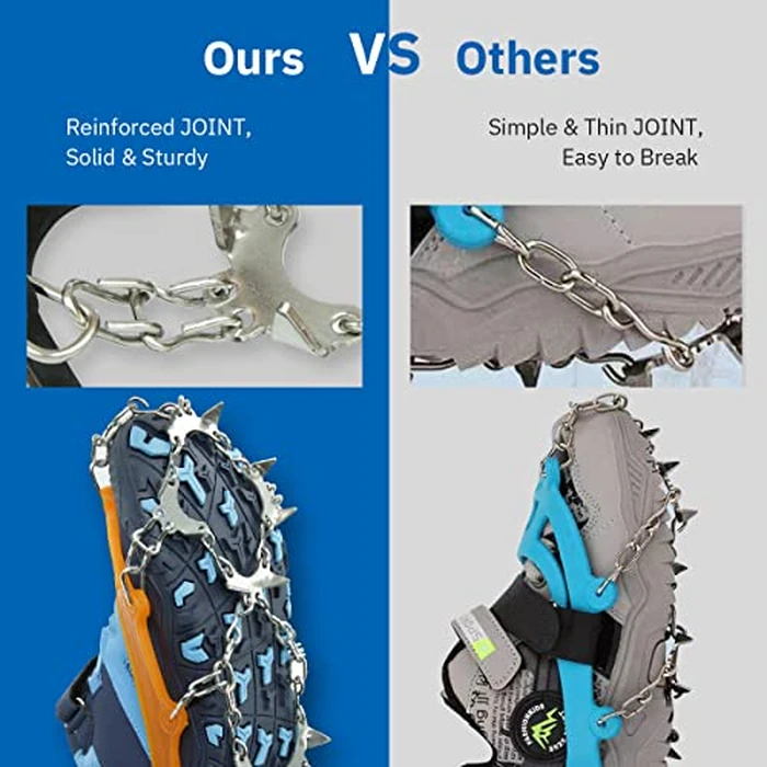Ice Cleats for Kids, Crampons for Kids Hiking Boots & Shoes, Stainless Steel Anti Slip Traction Cleats Ice Snow Grips, Micro Spikes for Ice Fishing, Walking, Hiking &Climbing, Toys for Boys & Girls by Giggleway - Image 4