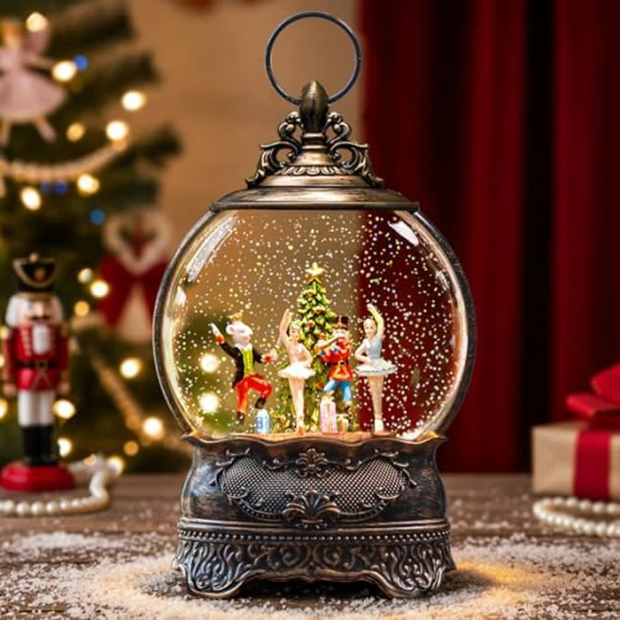 12.1" Christmas Snow Globe Lights, Sparkling Music Box, USB and Battery Powered Christmas Decoration Gifts(Nutcracker and Mouse King Showdown) by Kirschblüte - Image 2