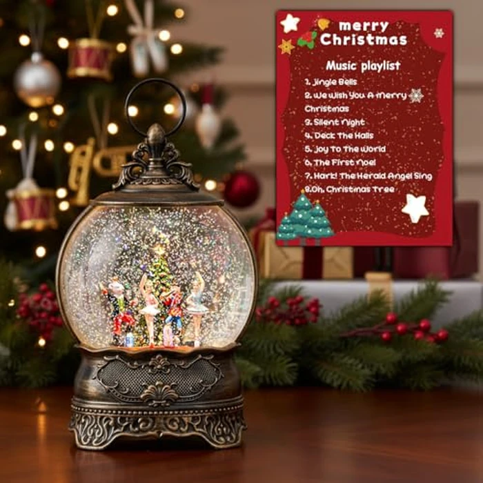 12.1" Christmas Snow Globe Lights, Sparkling Music Box, USB and Battery Powered Christmas Decoration Gifts(Nutcracker and Mouse King Showdown) by Kirschblüte - Image 6
