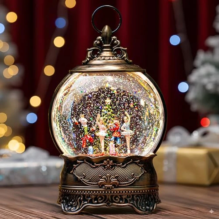 12.1" Christmas Snow Globe Lights, Sparkling Music Box, USB and Battery Powered Christmas Decoration Gifts(Nutcracker and Mouse King Showdown) by Kirschblüte - Image 7