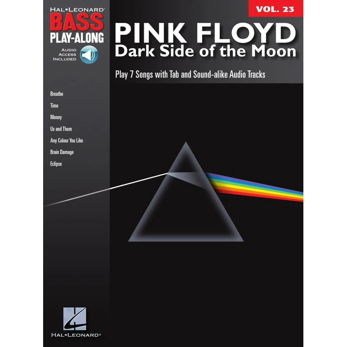Pink Floyd - Dark Side of the Moon Bass Play-Along Songbook Vol. 23 with Online Audio | Bass Guitar Sheet Music in Standard Notation and TAB | Rock Play-Along for Intermediate Bass Players by Hal Leonard - Used - Like New condition - CA$15.58