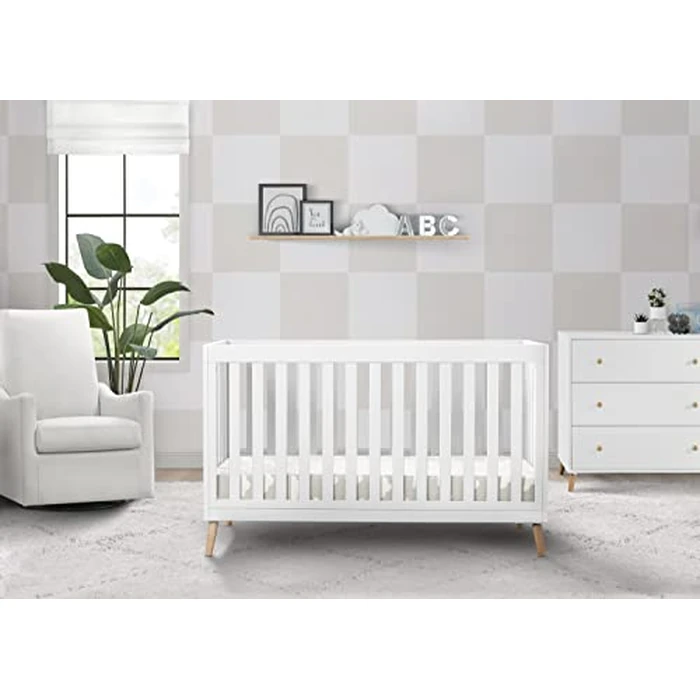 Delta Children Essex 4-in-1 Convertible Baby Crib, Bianca White with Natural Legs by Delta Children - Image 2