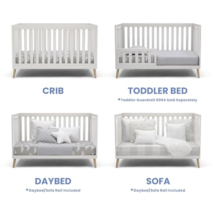 Delta Children Essex 4-in-1 Convertible Baby Crib, Bianca White with Natural Legs by Delta Children - Image 4