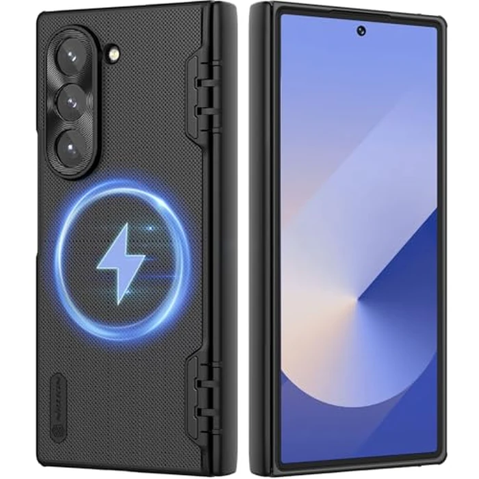 Nillkin for Samsung Galaxy Z Fold 6 Magnetic Case with Screen Protector, [Compatible with MagSafe][Hinge Protection] Frosted Texture Slim Fit Protective Phone Case for Galaxy Z Fold 6 Case Black by Nillkin - Used - Like New condition