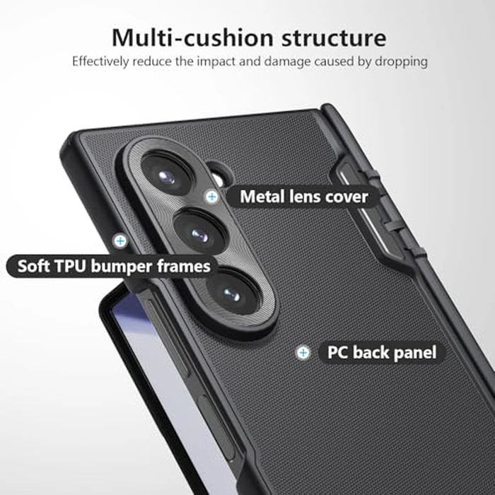 Nillkin for Samsung Galaxy Z Fold 6 Magnetic Case with Screen Protector, [Compatible with MagSafe][Hinge Protection] Frosted Texture Slim Fit Protective Phone Case for Galaxy Z Fold 6 Case Black by Nillkin - Image 9