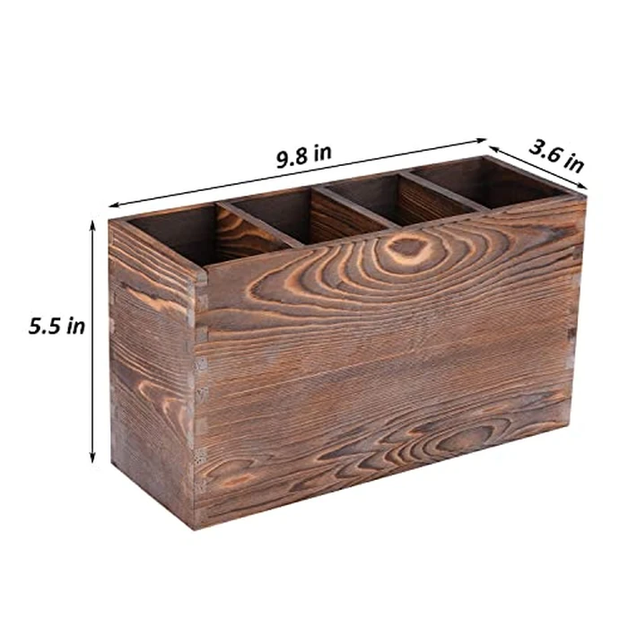 Upgrade Wood Cutlery Holder, Cutlery Holder Organizer tensil Storage Organizer Countertop for Silverware Fork Spoon Spatula 4 compartments by WuGeShop - Image 7