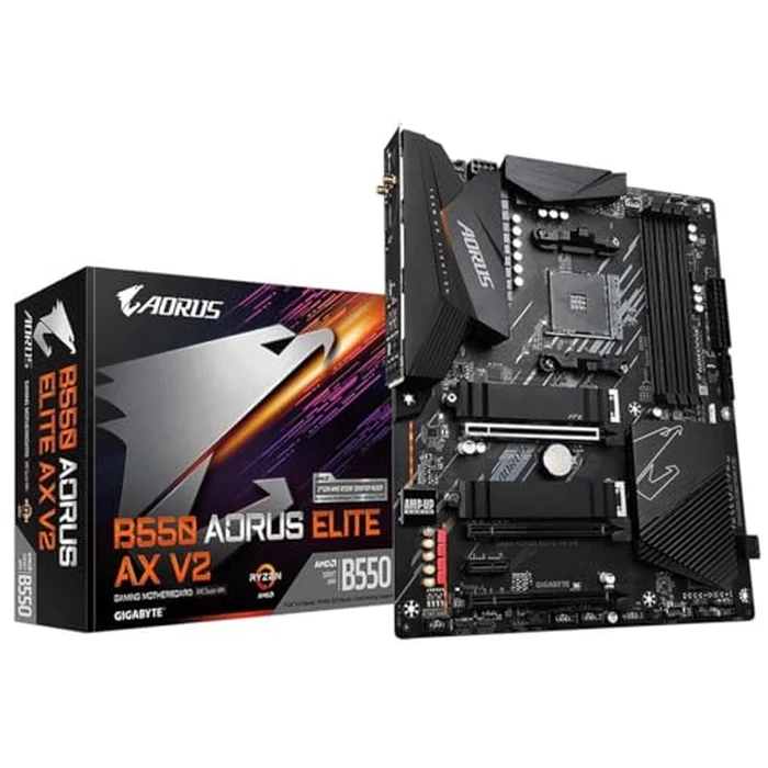 GIGABYTE B550 AORUS Elite AX V2 AMD AM4 ATX Motherboard, Supports Ryzen 5000/4000/3000 Processors, DDR4, 12+2 Power Phase, 2X M.2, PCIe 4.0, Front USB-C, WIFI6, 2.5 GbE LAN, Q-Flash Plus, RGB Fusion by GIGABYTE - Used - Like New condition - US$109.85
