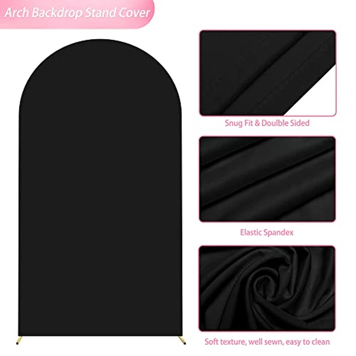 Wokceer 7.2 FT Wedding Arch Stand and Arch Cover, Metal Arch Backdrop Stand with Arch Stand Cover for Birthday Party Wedding Ceremony Bridal Baby Shower Event Decor, Black, DoorCover 1.2M-Black-K by Wokceer - Image 4