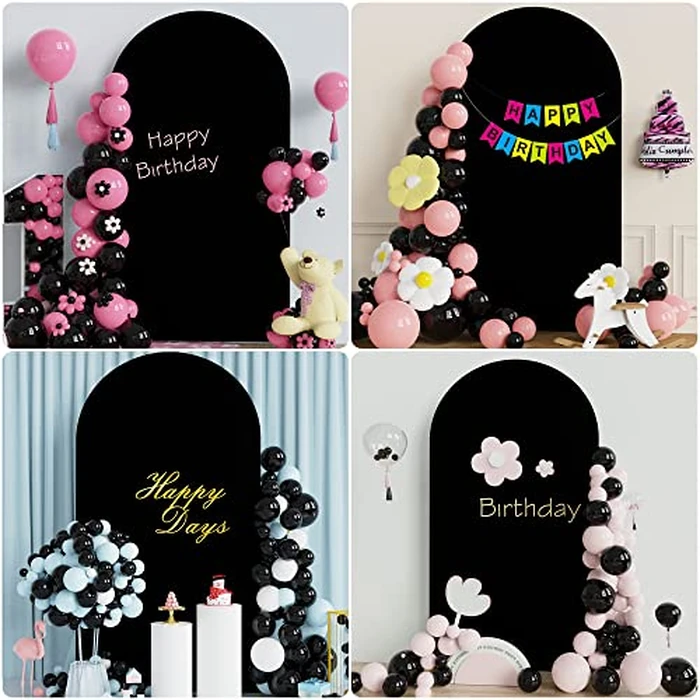 Wokceer 7.2 FT Wedding Arch Stand and Arch Cover, Metal Arch Backdrop Stand with Arch Stand Cover for Birthday Party Wedding Ceremony Bridal Baby Shower Event Decor, Black, DoorCover 1.2M-Black-K by Wokceer - Image 5