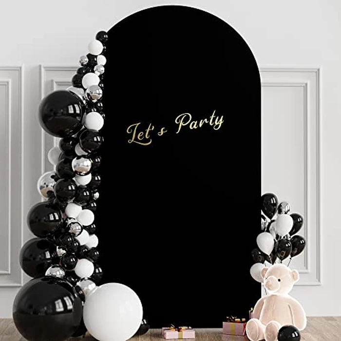 Wokceer 7.2 FT Wedding Arch Stand and Arch Cover, Metal Arch Backdrop Stand with Arch Stand Cover for Birthday Party Wedding Ceremony Bridal Baby Shower Event Decor, Black, DoorCover 1.2M-Black-K by Wokceer - Image 7