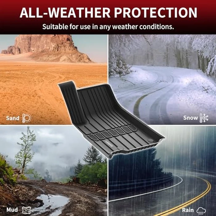 LASFIT Floor Mats for Jeep Grand Cherokee L 2021-2025 2026 (ONLY for 6 Seaters Without Center Console) All Weather Custom Fit Car Floor Liners Trunk Mat Black by LASFIT - Image 4