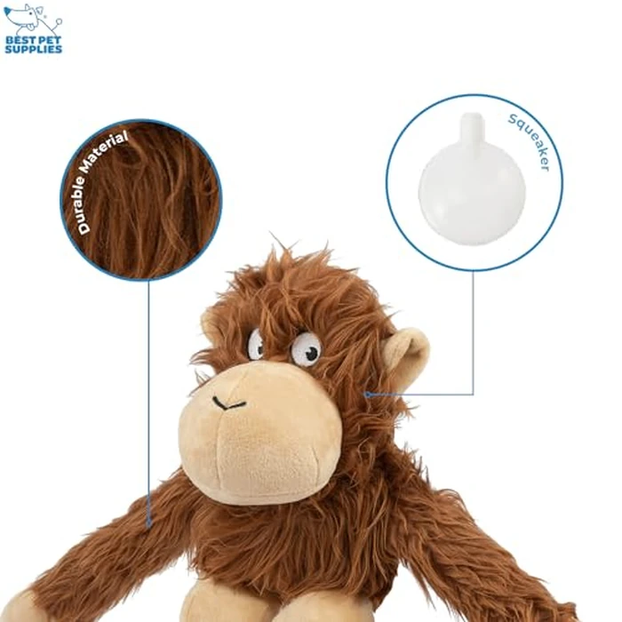Best Pet Supplies Interactive Squeaky Dog Chew Toy, Ideal Dog Toys for Chewers, Small, Medium & Large Dogs, and Fetch Lovers - O-Hug-Atan (Brown), Large by Best Pet Supplies - Image 2