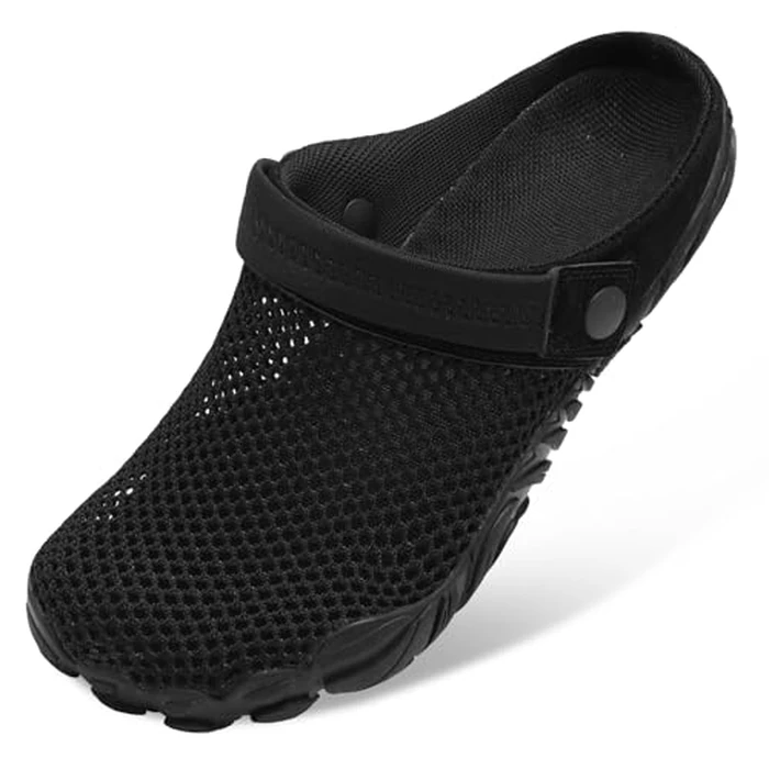 Besroad Outdoor Beach Breathable Womens Sandals Mens Hiking Walking Slip on Water Water Shoes Mesh Black 10.5 Women/9 Men by Besroad - Used - Very Good condition - US$19.22