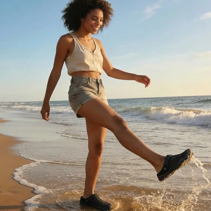 Besroad Outdoor Beach Breathable Womens Sandals Mens Hiking Walking Slip on Water Water Shoes Mesh Black 10.5 Women/9 Men by Besroad - Image 2