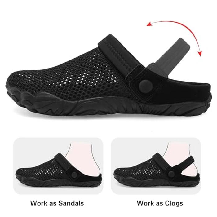 Besroad Outdoor Beach Breathable Womens Sandals Mens Hiking Walking Slip on Water Water Shoes Mesh Black 10.5 Women/9 Men by Besroad - Image 3