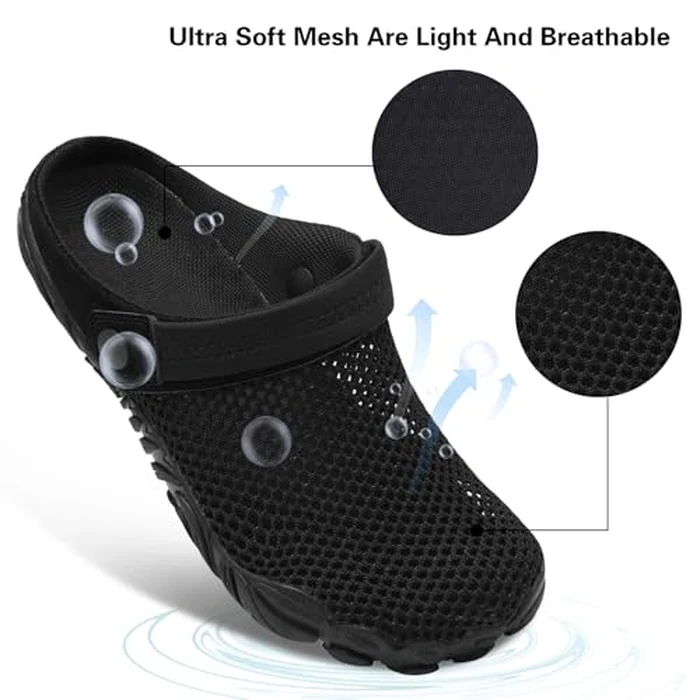 Besroad Outdoor Beach Breathable Womens Sandals Mens Hiking Walking Slip on Water Water Shoes Mesh Black 10.5 Women/9 Men by Besroad - Image 4