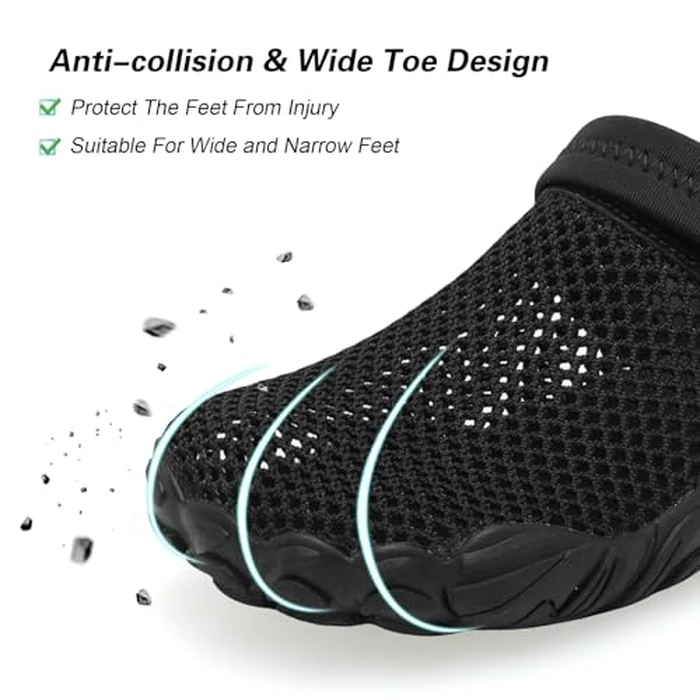 Besroad Outdoor Beach Breathable Womens Sandals Mens Hiking Walking Slip on Water Water Shoes Mesh Black 10.5 Women/9 Men by Besroad - Image 6